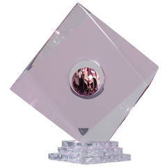 A Pink Tinted Lucite Table Sculpture designed by Haziza 1980s