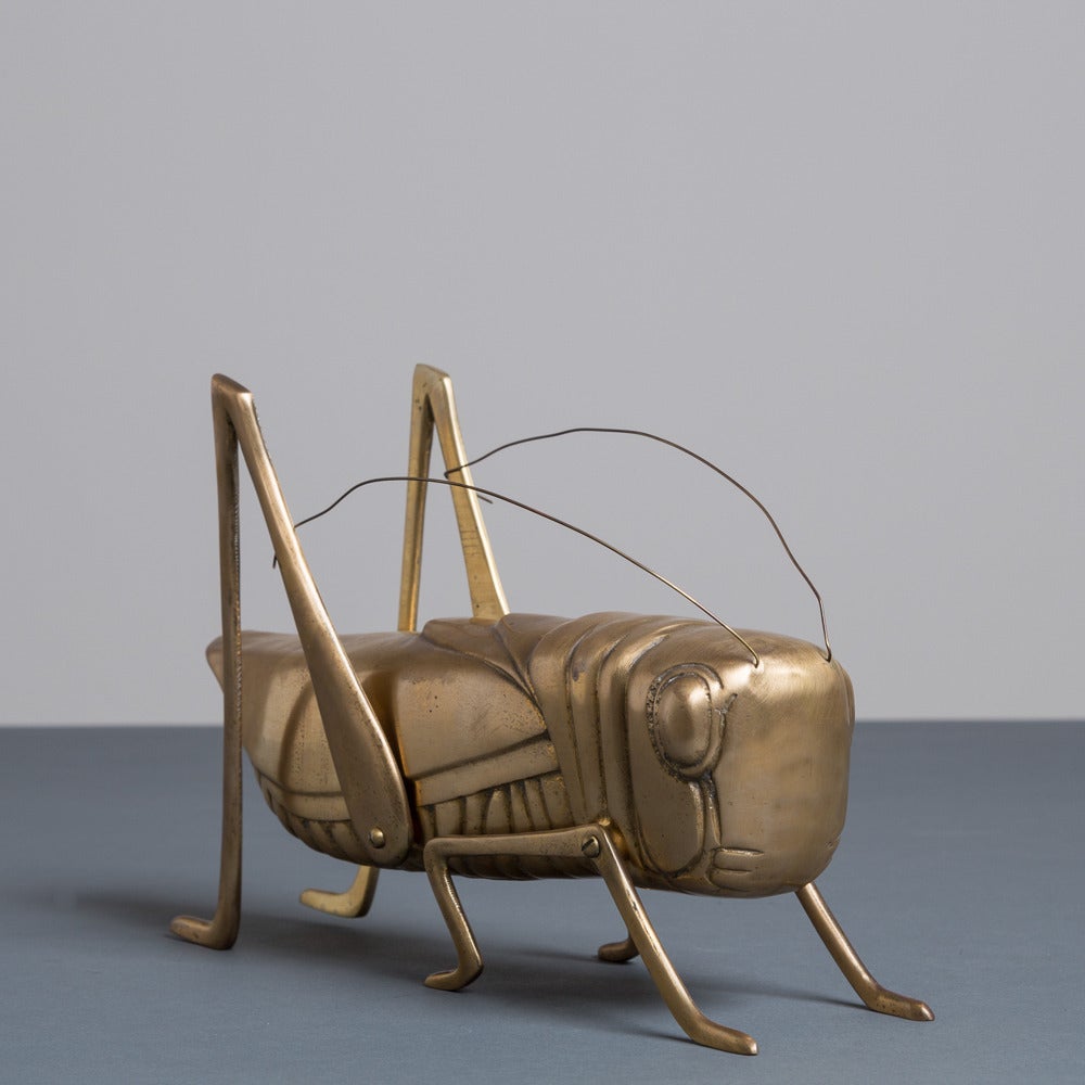A Bronze Articulated Grasshopper Table Sculpture 1960s 1