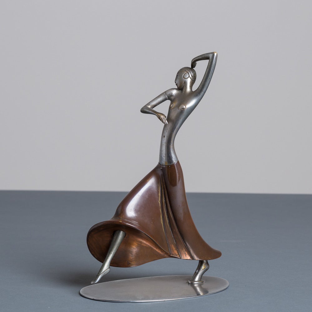 An Art Deco Bronze Dancer Table Sculpture by Hagenauer stamped