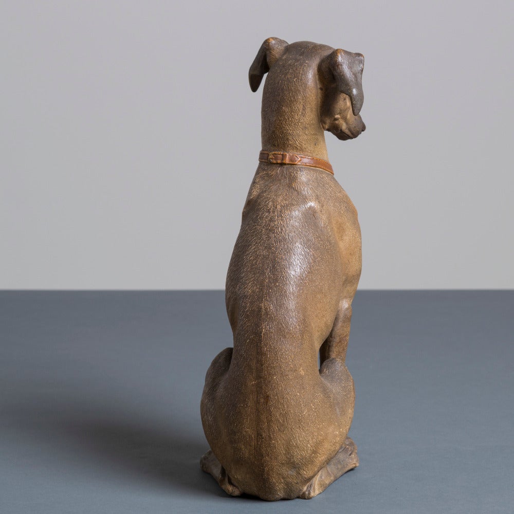 A 19th Century Austrian Cold Painted Terracotta Whippet 1