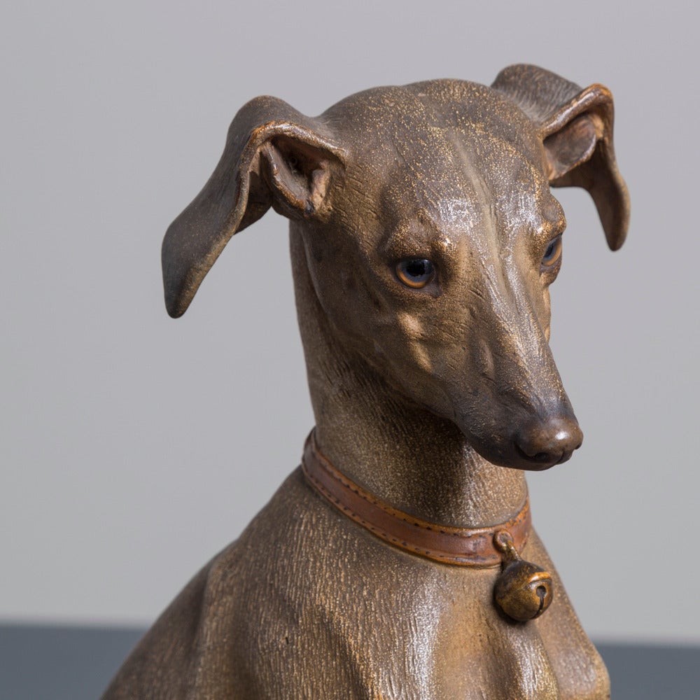 A 19th Century Austrian Cold Painted Terracotta Whippet 2