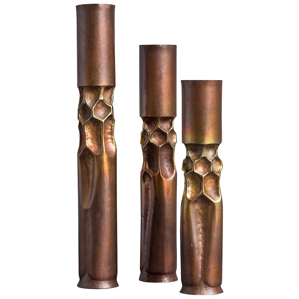 Set of Three Thomas Markusen Brutalist Candlesticks