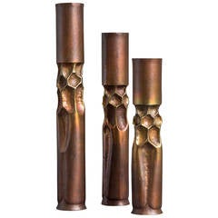 Set of Three Thomas Markusen Brutalist Candlesticks