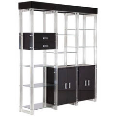 A Jet Black Lacquer and Clear Lucite Etagere 1960s