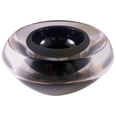 A Small Round Black Sommerso Ashtray