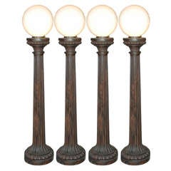 20th Century Cast Iron Column Lamps