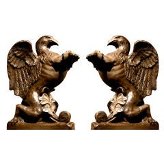 Early American Pair of Cast Iron Griffins