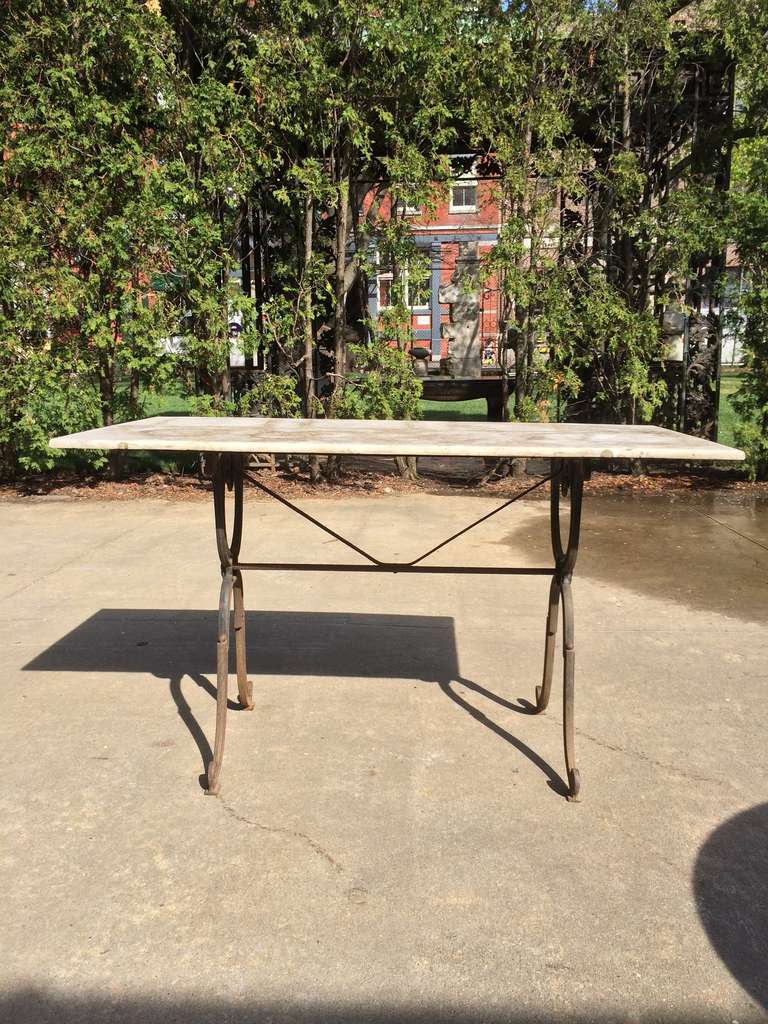 Cast Iron Garden/Bistro Table with Marble Top
