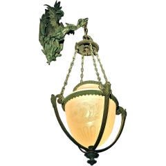 Bronze Wall Lantern with Fabulous Dragon Bracket 3