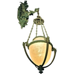 Bronze Wall Lantern with Fabulous Dragon Bracket