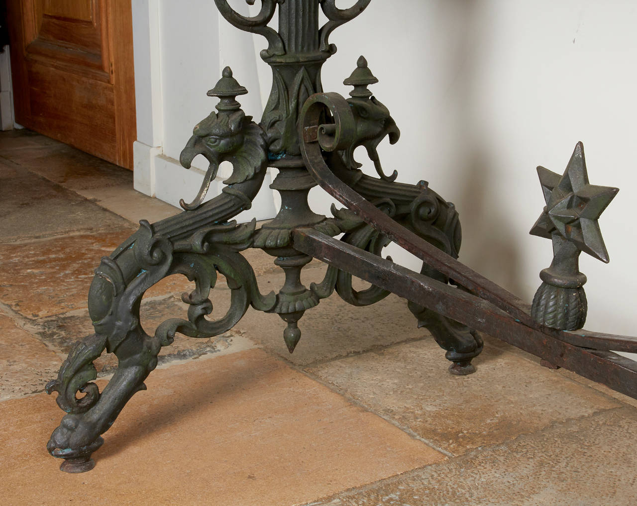 Marble and Cast Iron Table at 1stDibs