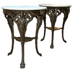 French Cast Iron and Marble Garden Tables