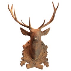 Antique Cast Iron Stag Head