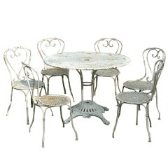 Antique Garden Set of Six Chairs and Table