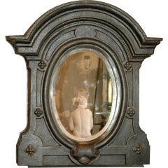 Antique French Cast Iron Oval Mirror