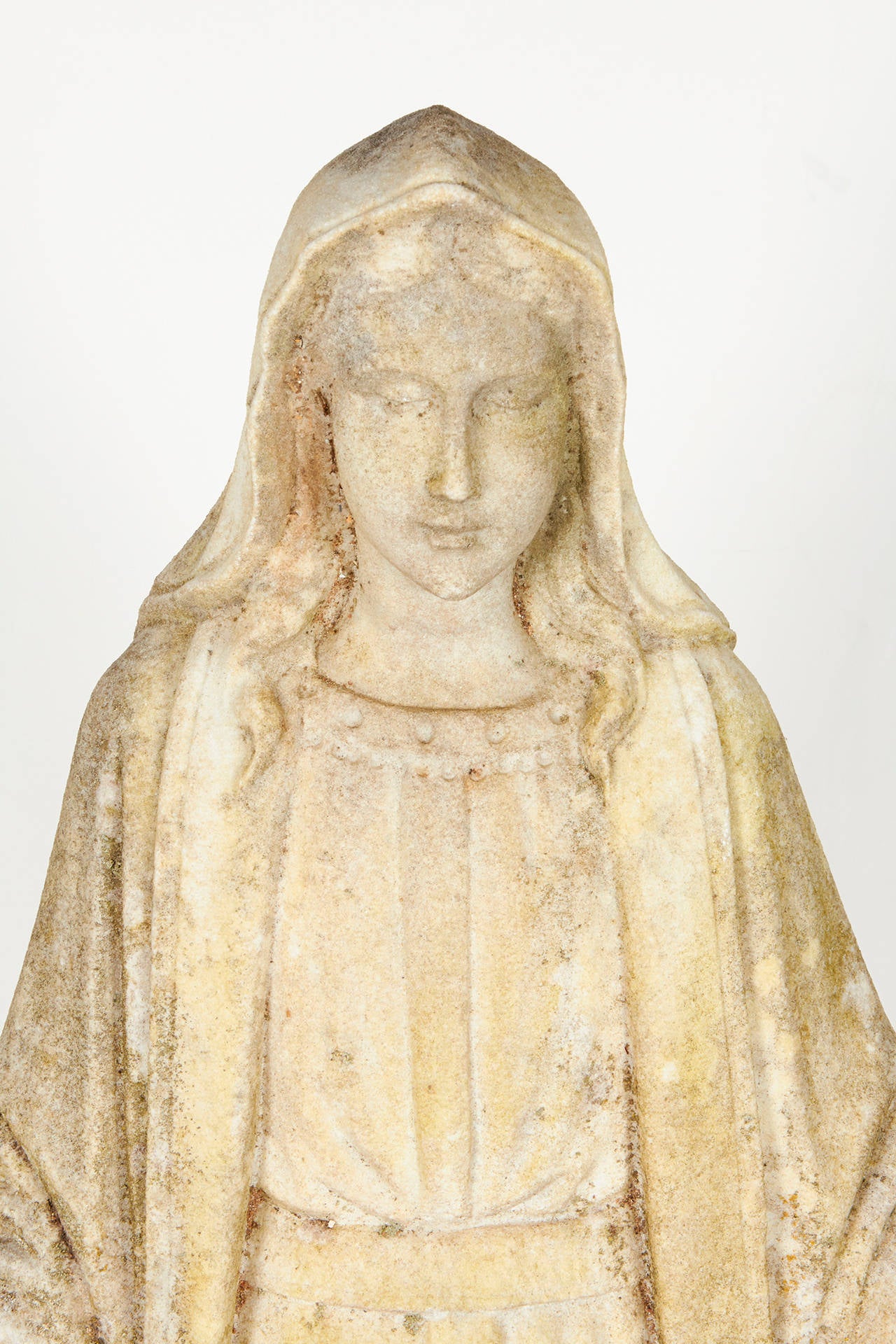 Carved Marble Figure of Madonna