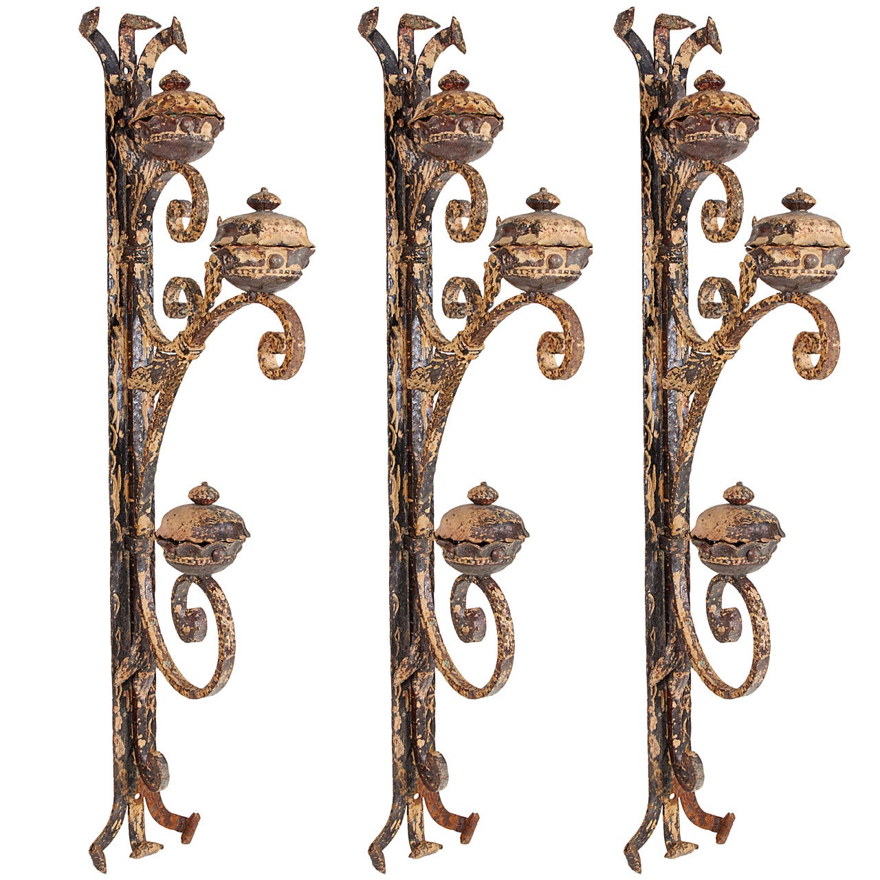 Three French, Late 1800s Forged Sconces For Sale