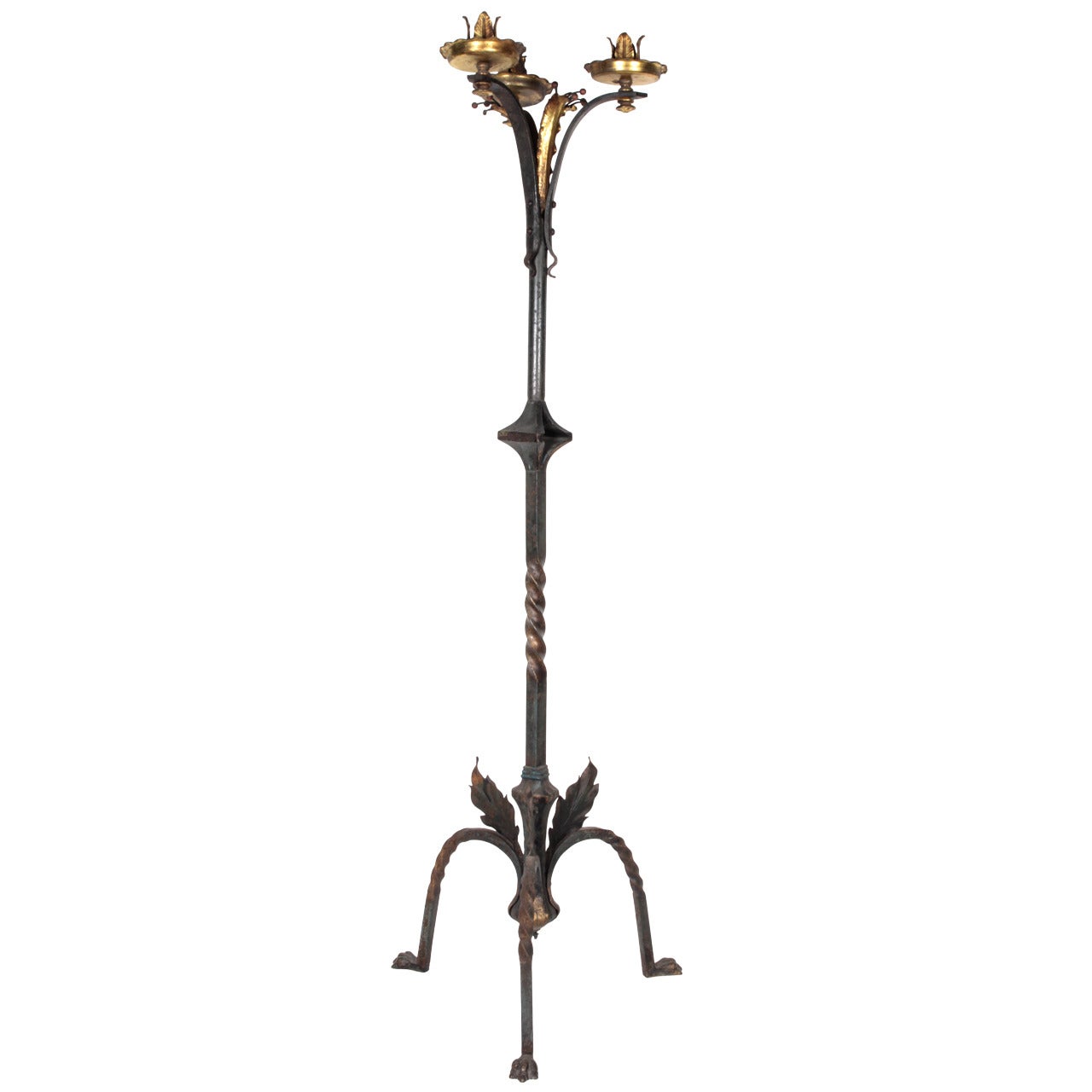 20th Century Brass and Iron Candle Holders For Sale