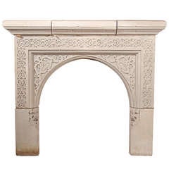 Antique English 19th C. Carved Stone Gothic Revival Mantel