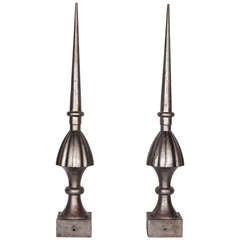 Antique Polished French Cast Iron Finials