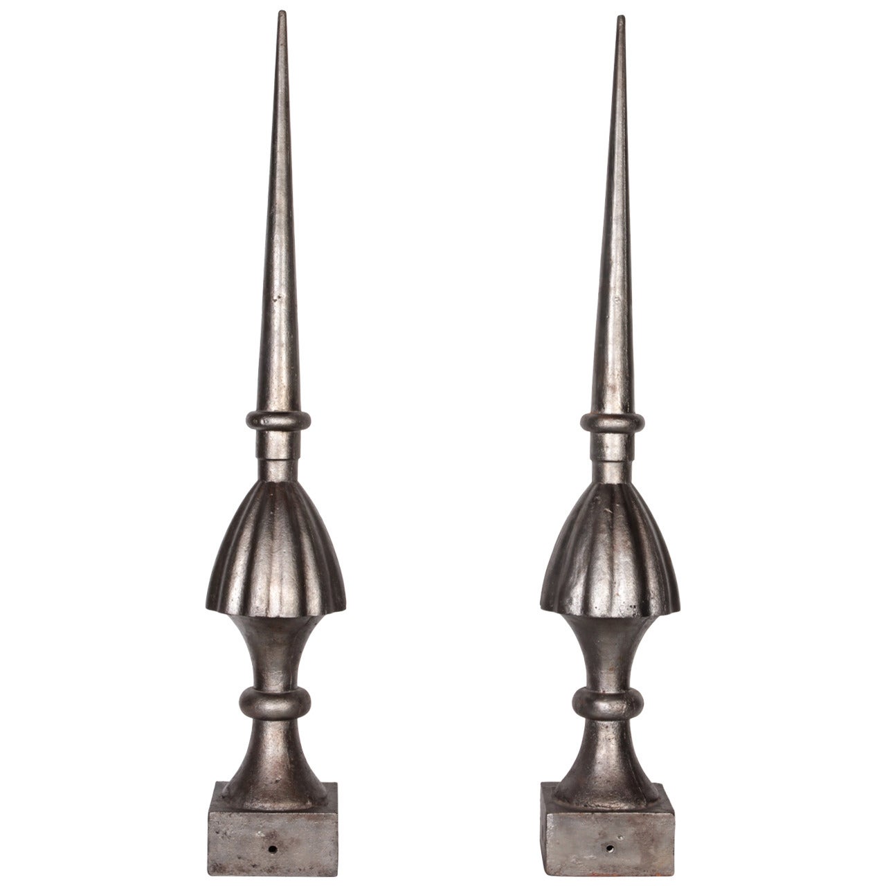 Polished French Cast Iron Finials For Sale