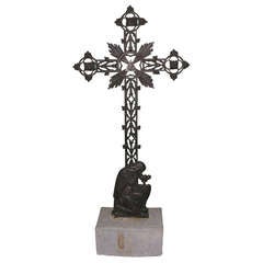 Cast Iron Cross with Lamenting Virgin Mary 12