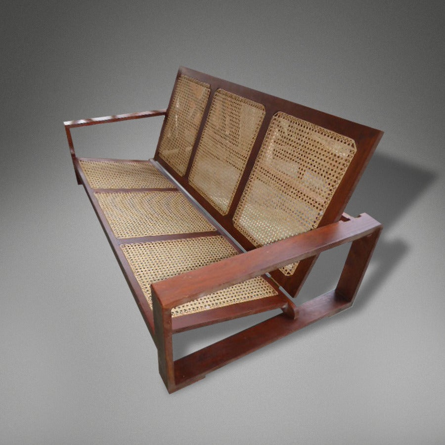 Two pairs of hardwood sofas with caned seats, Anglo Ceylonese,

circa 1930.

Possibly from a Geoffrey Bawa designed house.