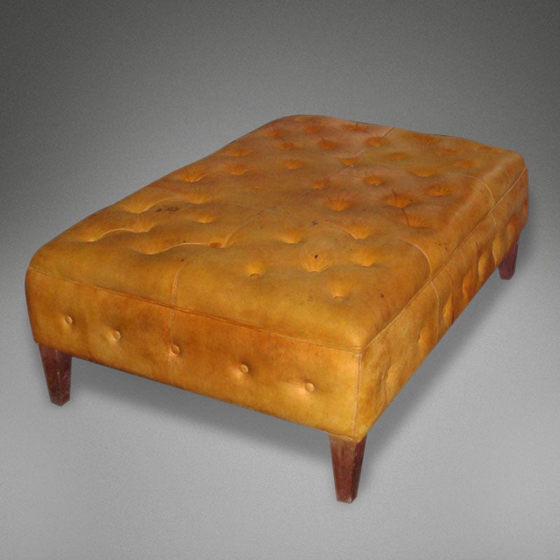 Moroccan leather ottoman.
