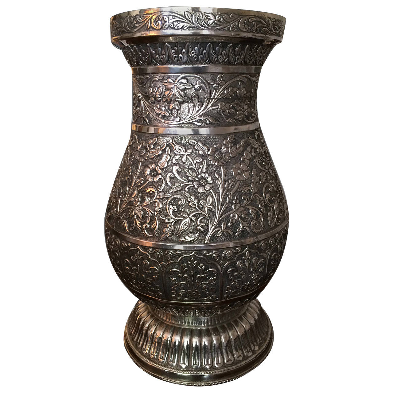 Very Rare Chinese Solid Silver JarShaped Vase For Sale at 1stdibs