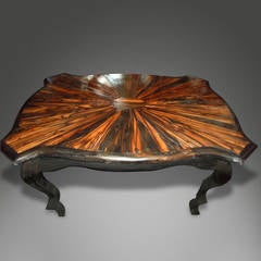 Unusual Anglo-Ceylonese Macassar Ebony and Black Ebony Center Table