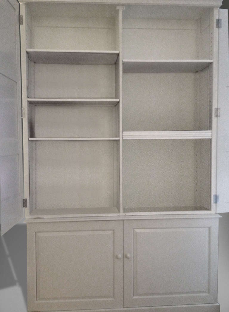 20th Century Large White Painted Pine Kitchen Cabinet For Sale