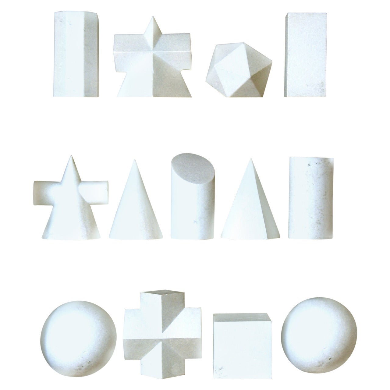Set of 14 Plaster Geometric Shapes For Sale