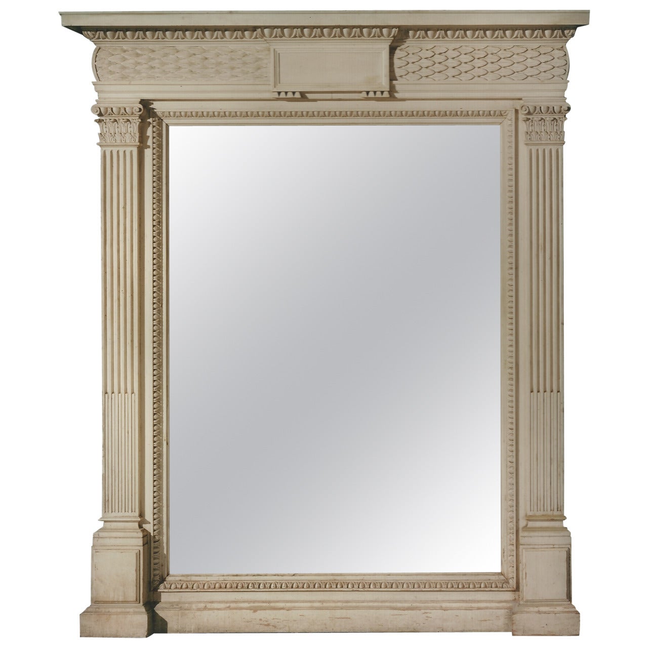 Neoclassical Architectural Overmantel Mirror For Sale