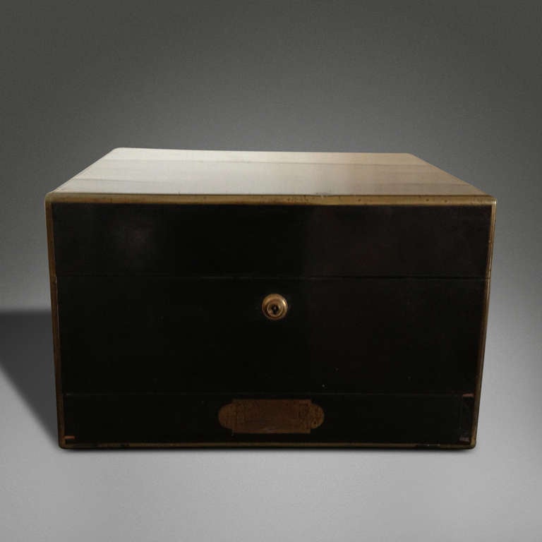 A Rare Ebony, Brass Mounted Humidor
