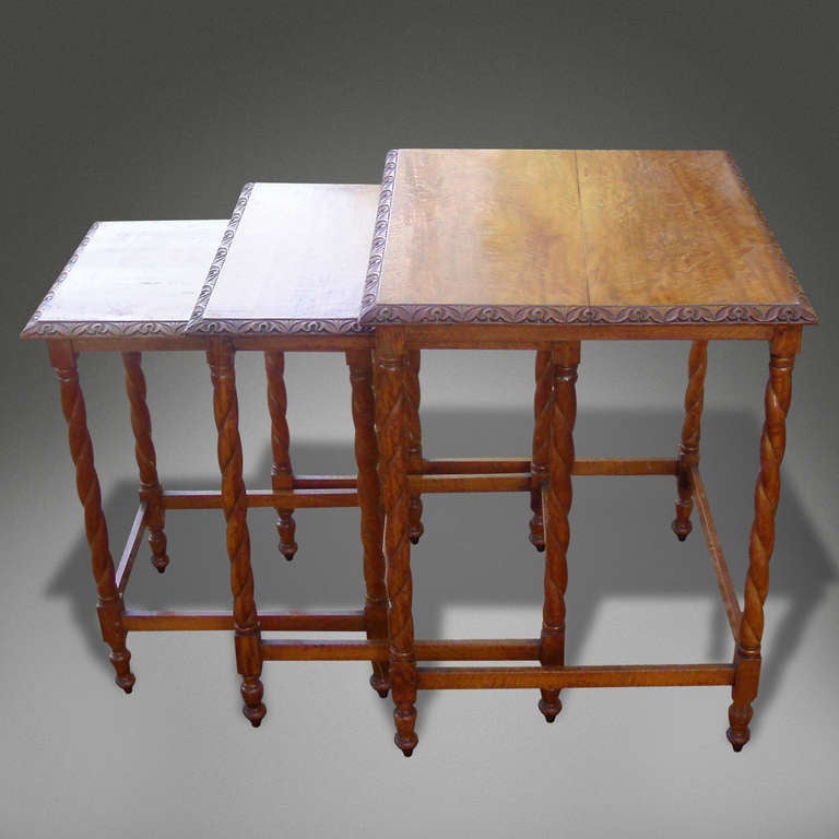 A Rare Nest Of Anglo Indian Solid Satinwood Occasional Tables 