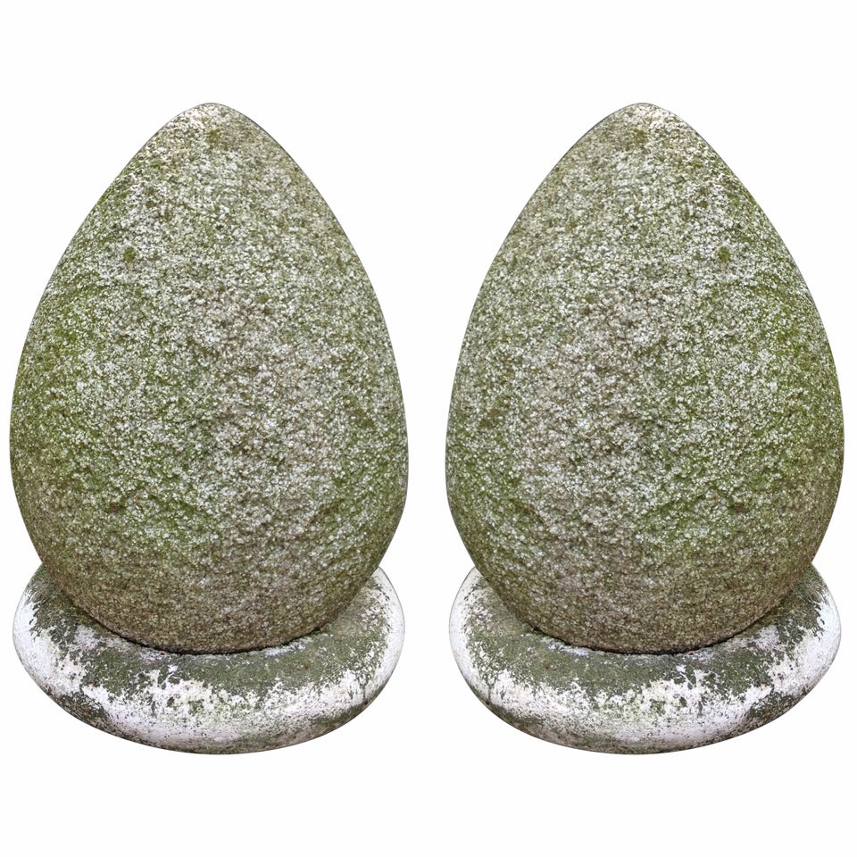  Pair of 19th Century Carved Stone Eggs