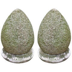  Pair of 19th Century Carved Stone Eggs