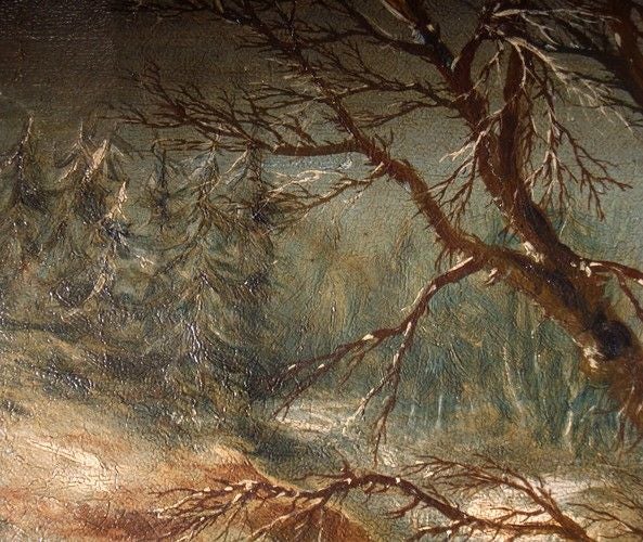 AMERICAN OIL PAINTING OF A SNOWY SCENE BY LANDSCAPE PAINTER WILLIAM STONE