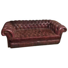 Fine Edwardian Crimson Red Moroccan Leather Chesterfield