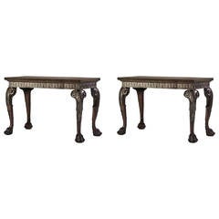 Rare Pair of 18th Century Solid Ebony Tables with 19th Century Alterations