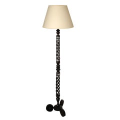 A Spiral Column Ebony Standard Lamp