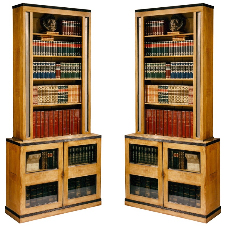 TWO Pairs of Bookcases After Sir John Soane For Sale