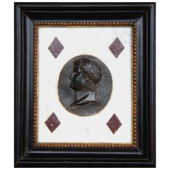 Grand Tour Marble Plaque with Mounted Bronze Head of Nero