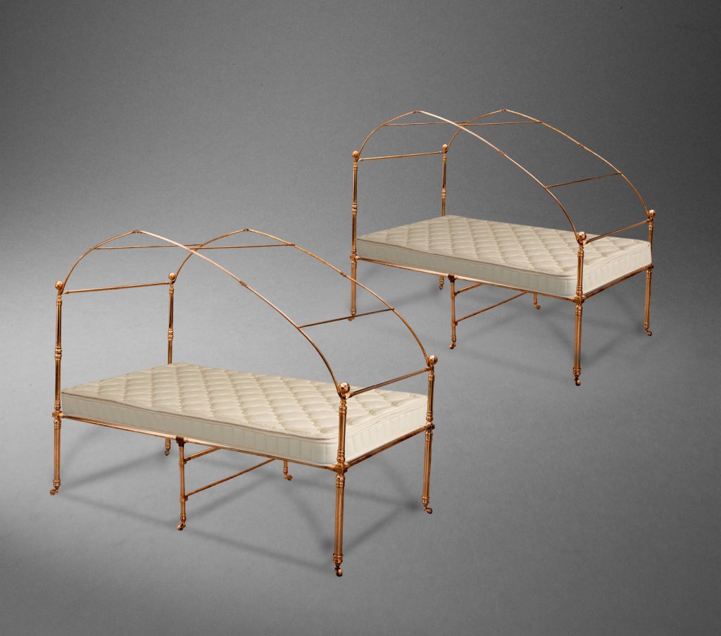 English A Rare Pair of Solid Brass Campaign Beds For Sale