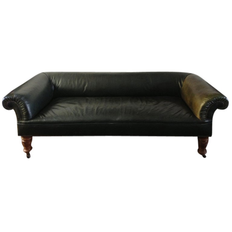 19th c. Leather Sofa For Sale