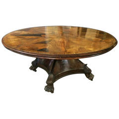 Anglo Franco Indian Table with Rare Specimen Woods Inlaid Top