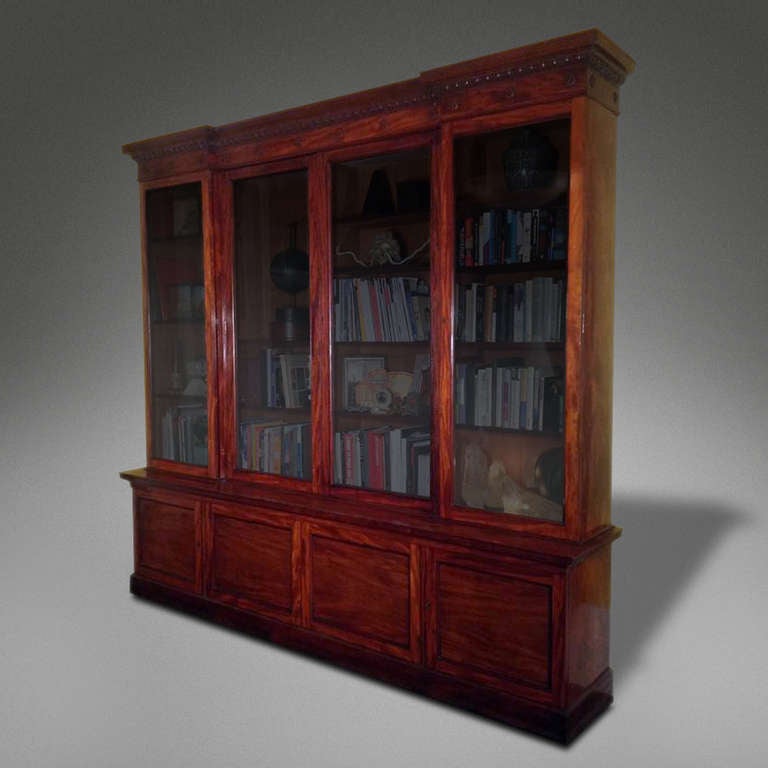 Fine Flame Mahogany Bookcase, circa 1830
