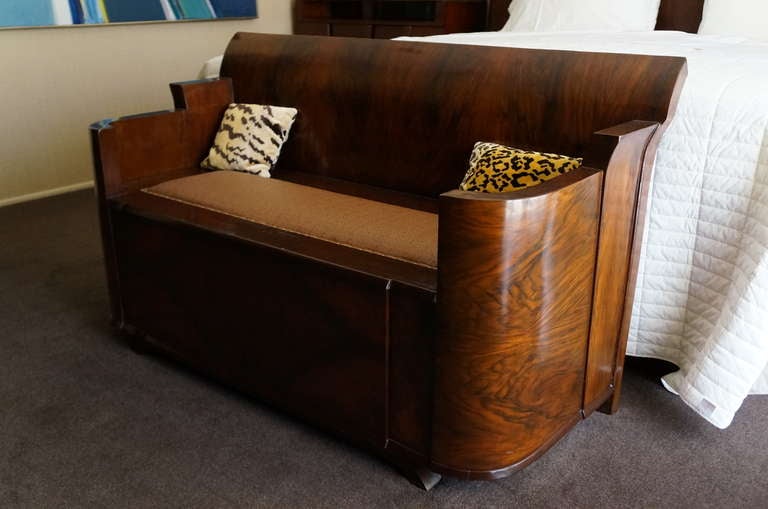 Art Deco English Rosewood Bench For Sale