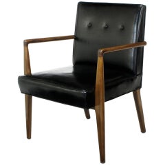 1950s Mahogany & Black Leather-Like Desk Chair