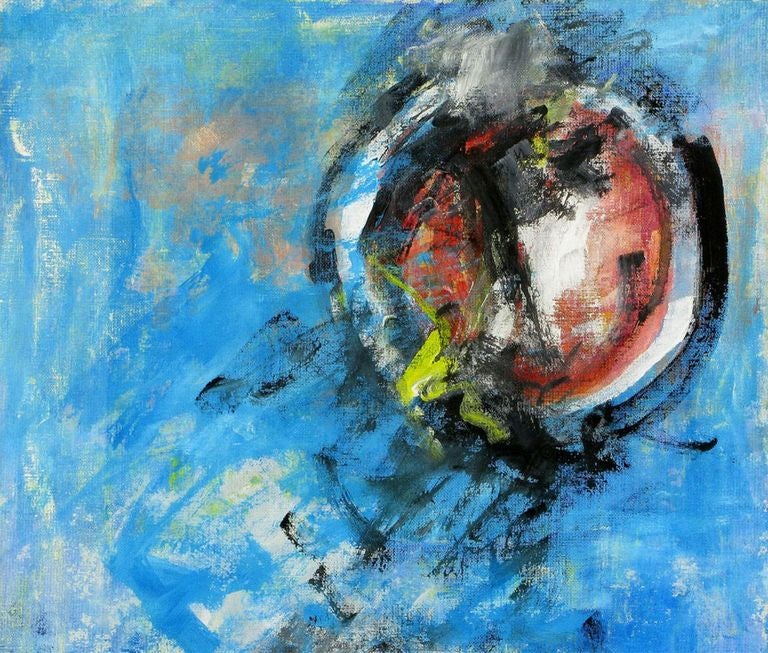 Abstraktes Acryl auf Leinwand in Primärfarbe, intensive Farben im Zustand „Hervorragend“ im Angebot in Chicago, IL